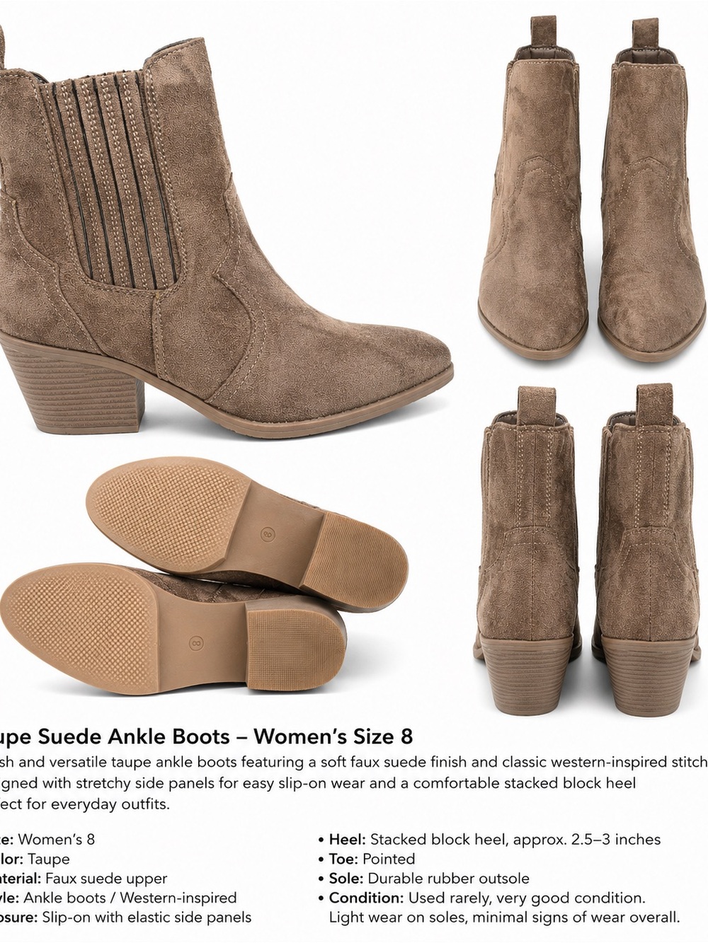 Women's Taupe Suede Ankle Booties with Block Heel